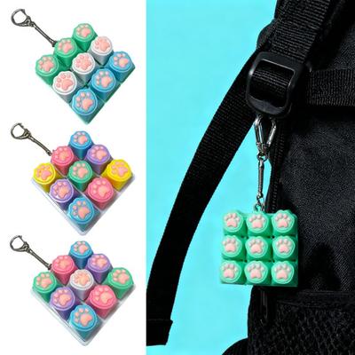 Klávesnice Fidget s 9 klávesami Hračka na odbourání stresu a úzkosti Tlapka kočky Klávesnice Finger Clicker Klíčenka Přenosné tlačítko na dekompresi Senzorická hračka
