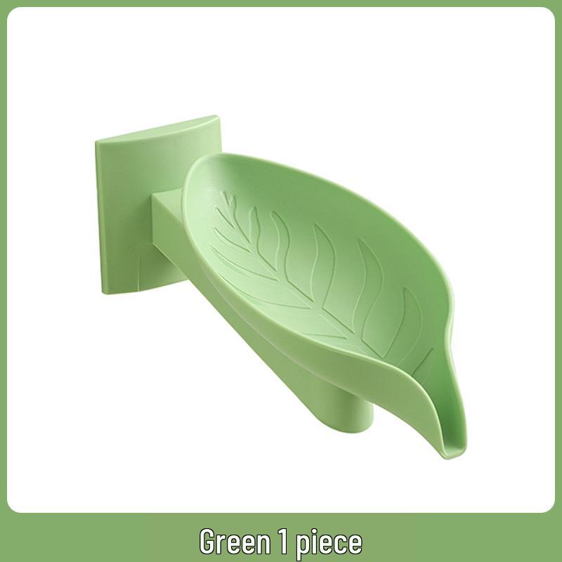 Rotatable No-Drill Wall-Mounted Leaf Soap Dish Holder with Drainage