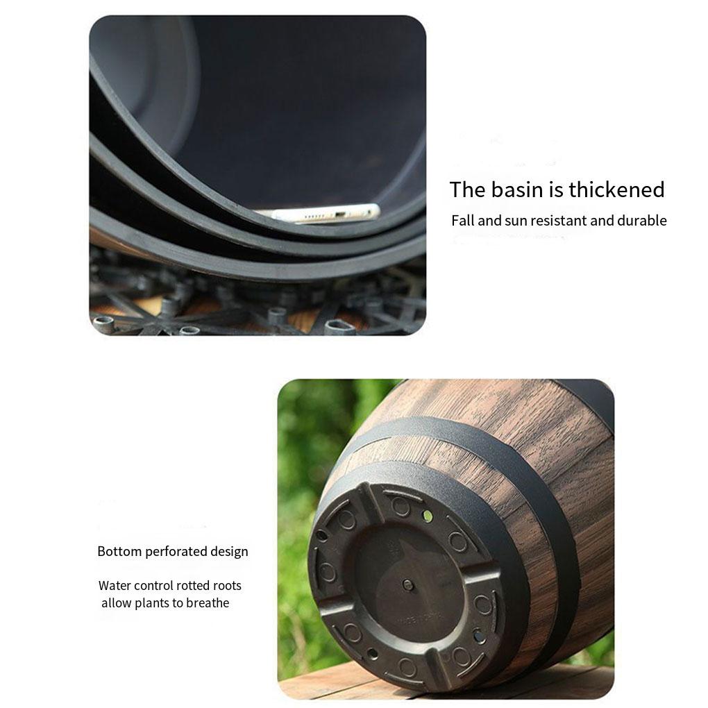 Imitation Barrels Flowerpot Household Yard Decoration Gardening Accessory Indoor Plant Pot Planter Round Bucket