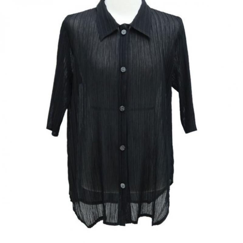Shiz Madam Women Pleated Collar Long Shirt T57131