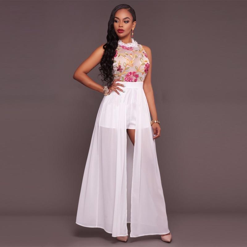 Women Sexy Lace Mesh Embroidery Jumpsuit Romper Short Trousers Bodycon  Playsuit Long Maxi Dress  buy at low prices in the Joom online store