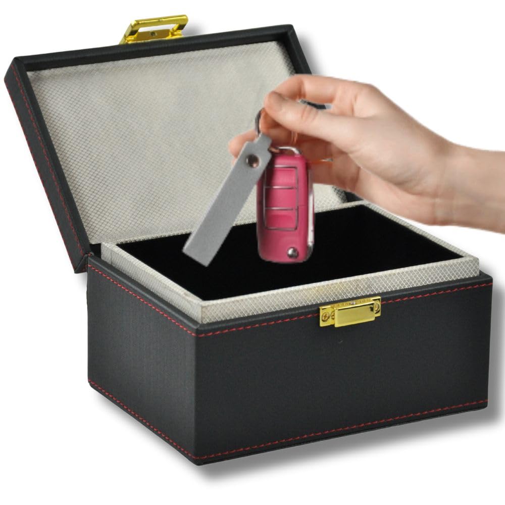 

от Car Pro Предотвращение ретрансляционной атаки ключа Смарт-ключ Блокировка радиоволн Реле-атака Кейс для защиты от ретрансляционной атаки [Рекомендуемые магазины] Кейс, Совместимый, чёрный