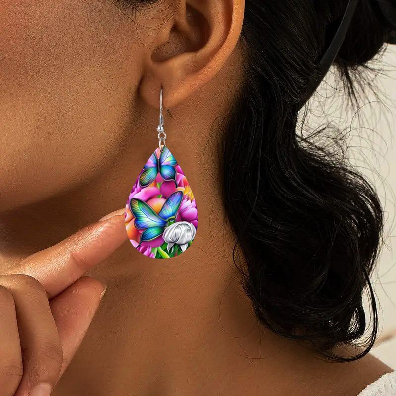 Exquisite Butterfly PU Leather Earrings Fashion Earrings Holiday Gifts for Friends Party Fashion Accessories Elegant Earrings Party Earrings