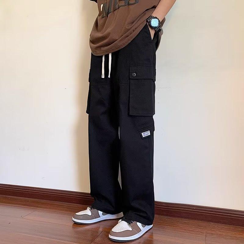Overalls men's autumn new Hong Kong style ins trendy brand multi-pocket casual pants fashionable handsome loose straight trousers