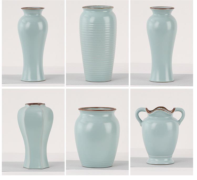 Elegant Celadon Vase: Classical Ru Kiln Ceramic for Hydroponic Flower Arrangements and Living Room Decor