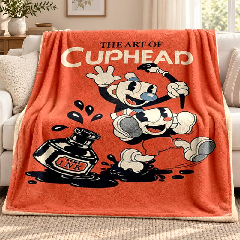 Cuphead blanket Flannel Blanket Soft Cozy Plush Throw for Sofa Bed Lightweight Home Decoration Outdoor camping