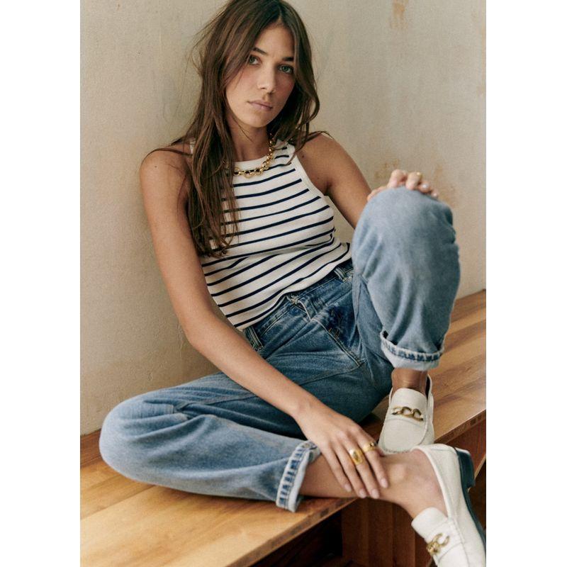 

[Discount Season] French Minority Stretch Silm All-Matching Striped Spaghetti-Strap Camisole Top Stripes (small amount of In Stock) M