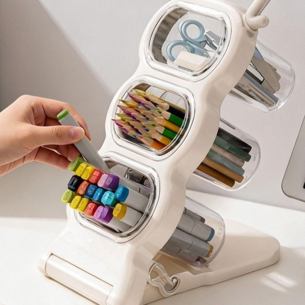 Large Capacity Desktop Storage Box Removable Pencil Container Organizer Rack  Office Desk