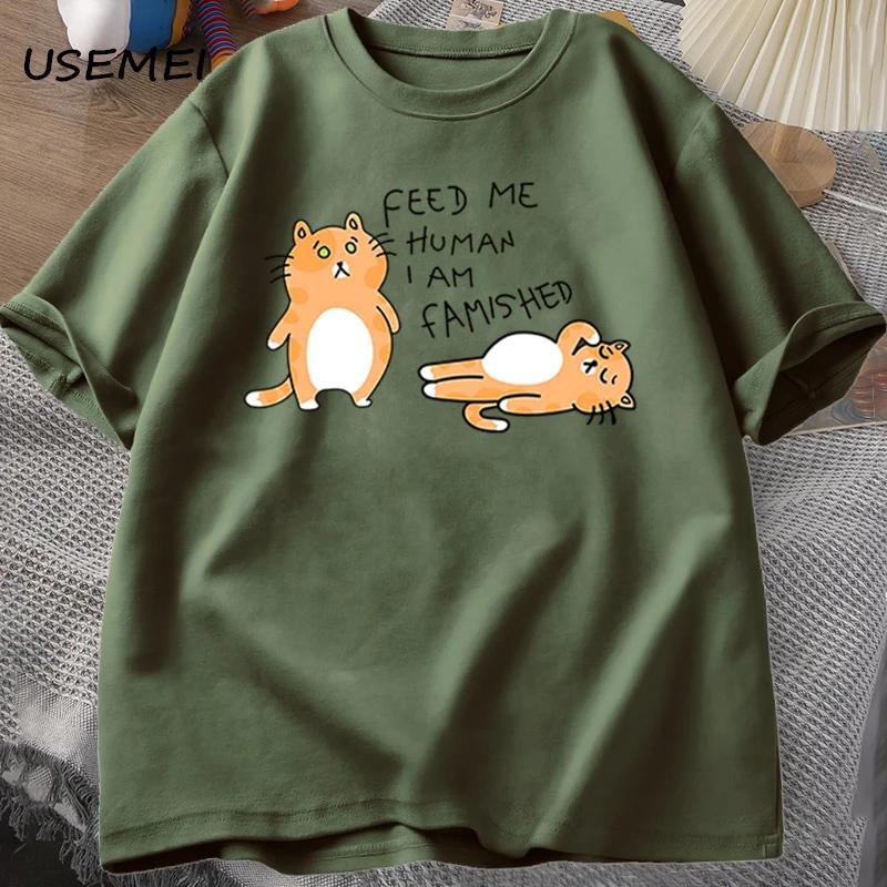 T-shirts Men Women Fuuny Cat Lovely Print T Shirt Summer Cotton Men's T-shirts Casual Harajuku Oversized Male Clothing Tees