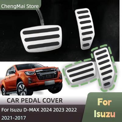 Car Pedasl for Isuzu D-MAX 2024 2023 2022 2021-2017 Pedal Cover Brake Accelerator Non-Slip Pads Stainless Steel Accessory