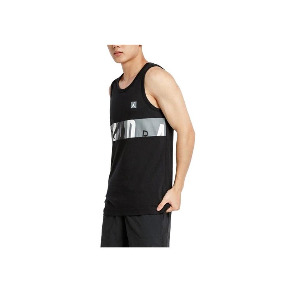 Jordan Letter Logo Print Round Neck Basketball Training Sleeveless Vest Men Vests Black CD5651-010