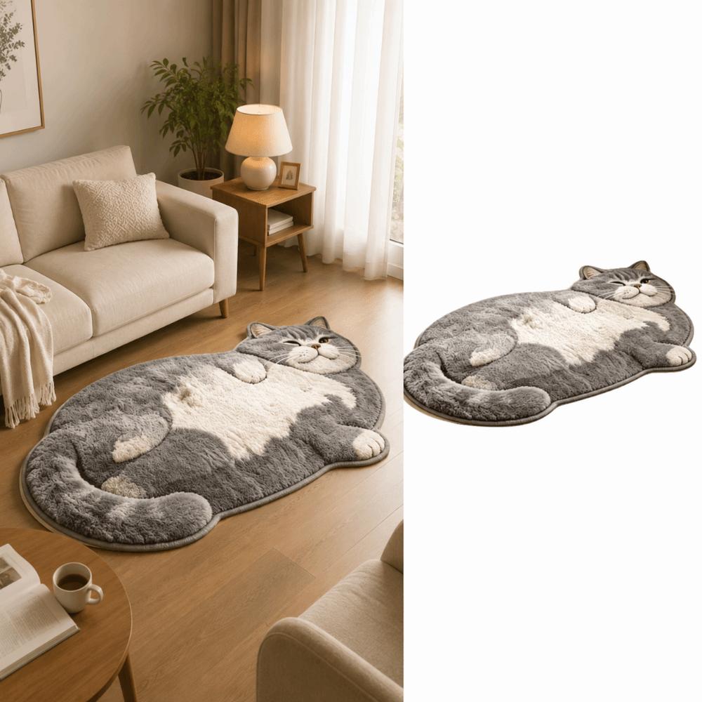 Easy To Clean Cat-Shaped Area Rug Non-Slip Cartoon Carpet Soft Home Decor Carpet Living Rooms