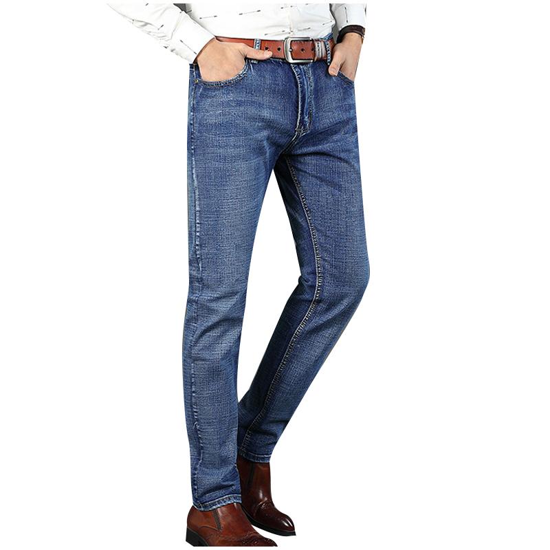 2025 New Spring Autumn Men Classic Jeans Business Fashion Straight Regular Blue Stretch Denim Trousers Men's Smart Jean