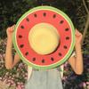 Parent Child Matching Watermelon Straw Hat Summer Wide Brim Sun Protection Beach Hat for Women Kids