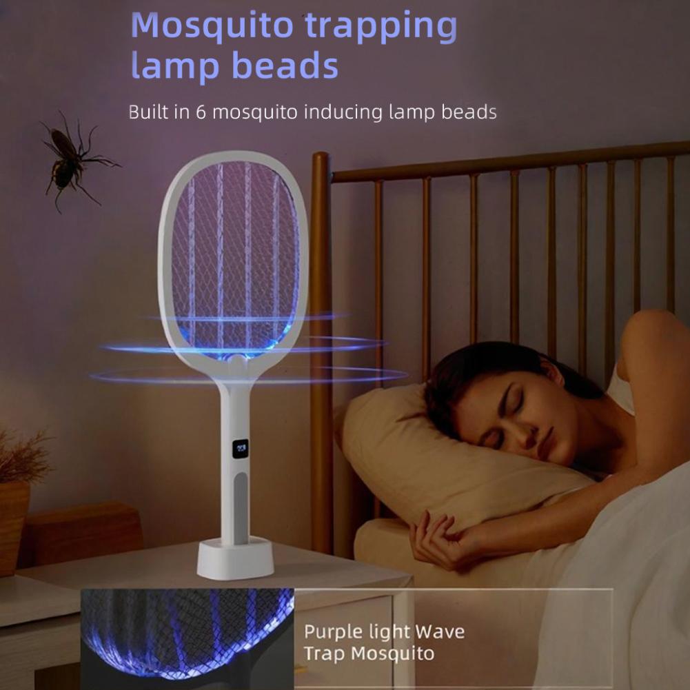 1/2PCS Bug Zapper Racket Rechargeable Electric Fly Swatter 2 in 1 Mosquitoes Trap Lamp for Home Indoor Outdoor Mosquito Killer