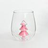 Creative Christmas Tree Glass Cup with 3D Colorful Glitter for Milk Juice Water