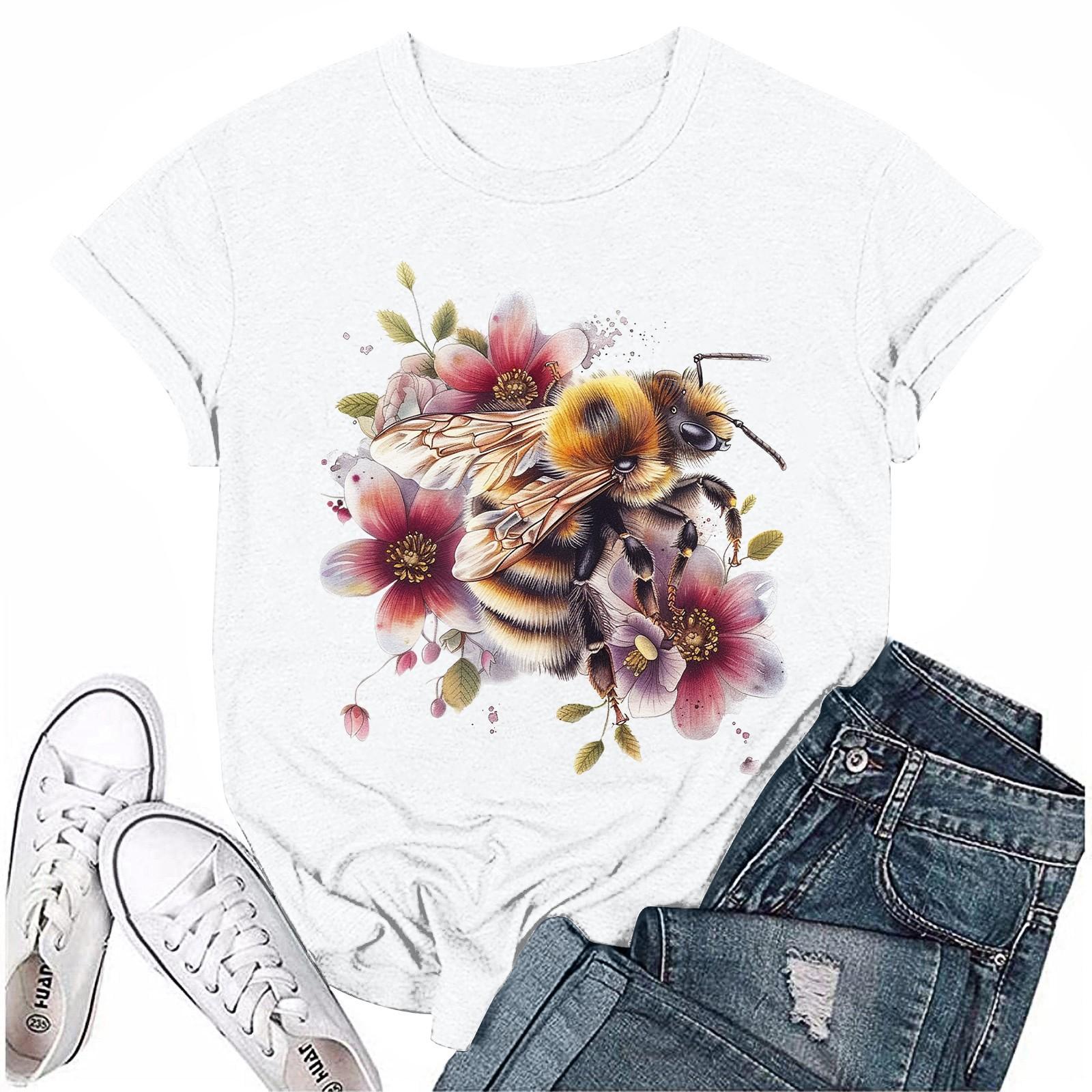 

Women s Top Round Neck Casual Printed Short-sleeved T-shirt Top XL