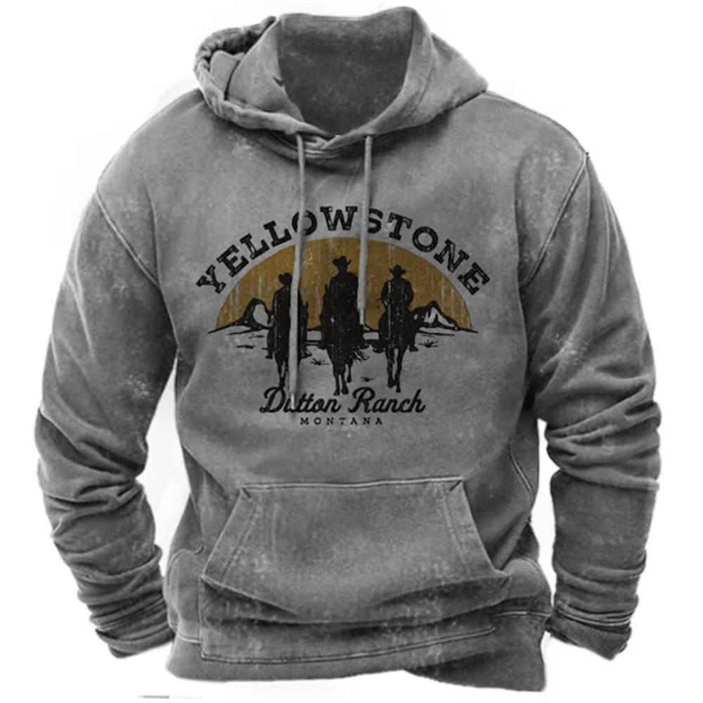 Vintage Contrasting Yellowstone Graphic 3d Print Hoodie Autumn Long Sleeve Man Hooded Sweatshirt Oversized Men Hoodies