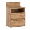 Bedside Table Wotan 40cm 2 Drawers Shelf For Bedroom