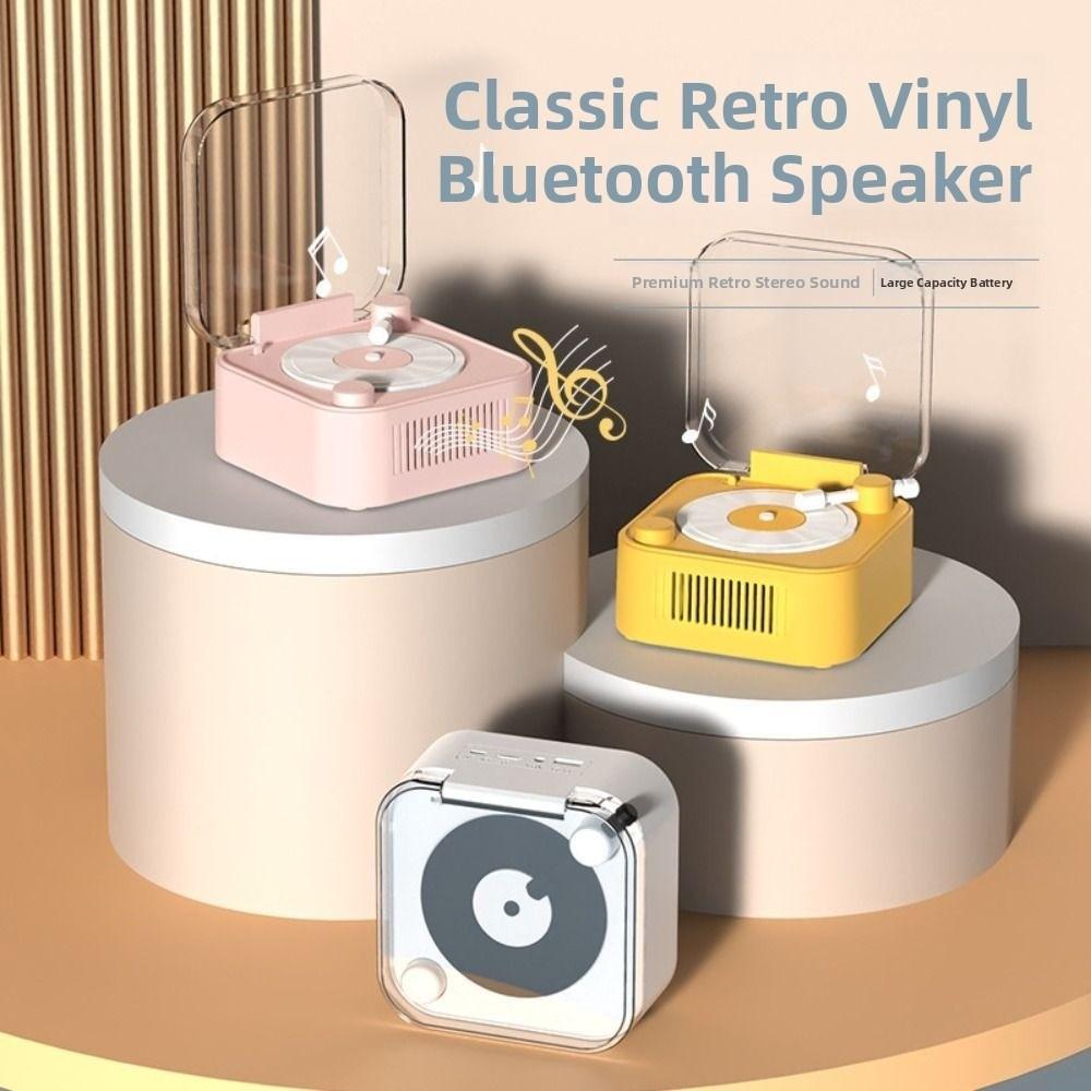 Bluetooth 5.0 Vintage Vinyl Record Speaker Stereo Sound Desktop Alarm Clock Speaker  Vintage Style