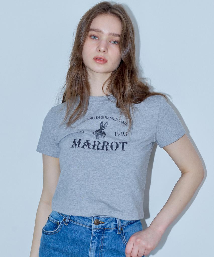 MARROT Holiday Rabbit Crop T-Shirt_Gray