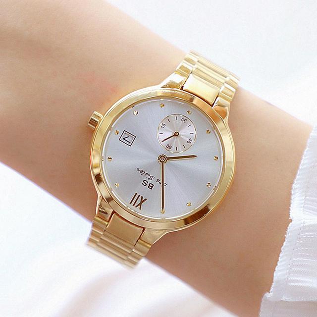 BEE SISTER BS Watches Woman Famous Brand Unique Ladies Watches Stainless Steel Waterproof Gold Women Wrist Watches