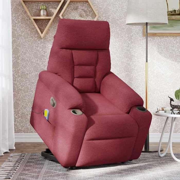 VidaXL Electric Massage Recliner Burgundy Red Fabric 3303065