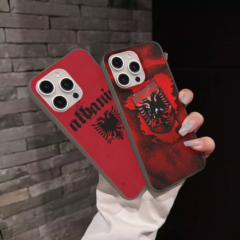 Albania Flag Eagle Logo Soft Corrugated Transparent Phone Case For IPhone 17 15 16 11 12 13 14 Pro Max Plus Pro