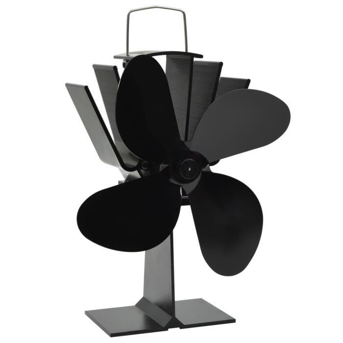 VidaXL Heat-Powered Stove Fan 4 Blades Black 51241