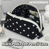 Durable Polka Dot Design Pencil Case Large Opening Large Capacity Stationery Pouch Stationery Organizer Students