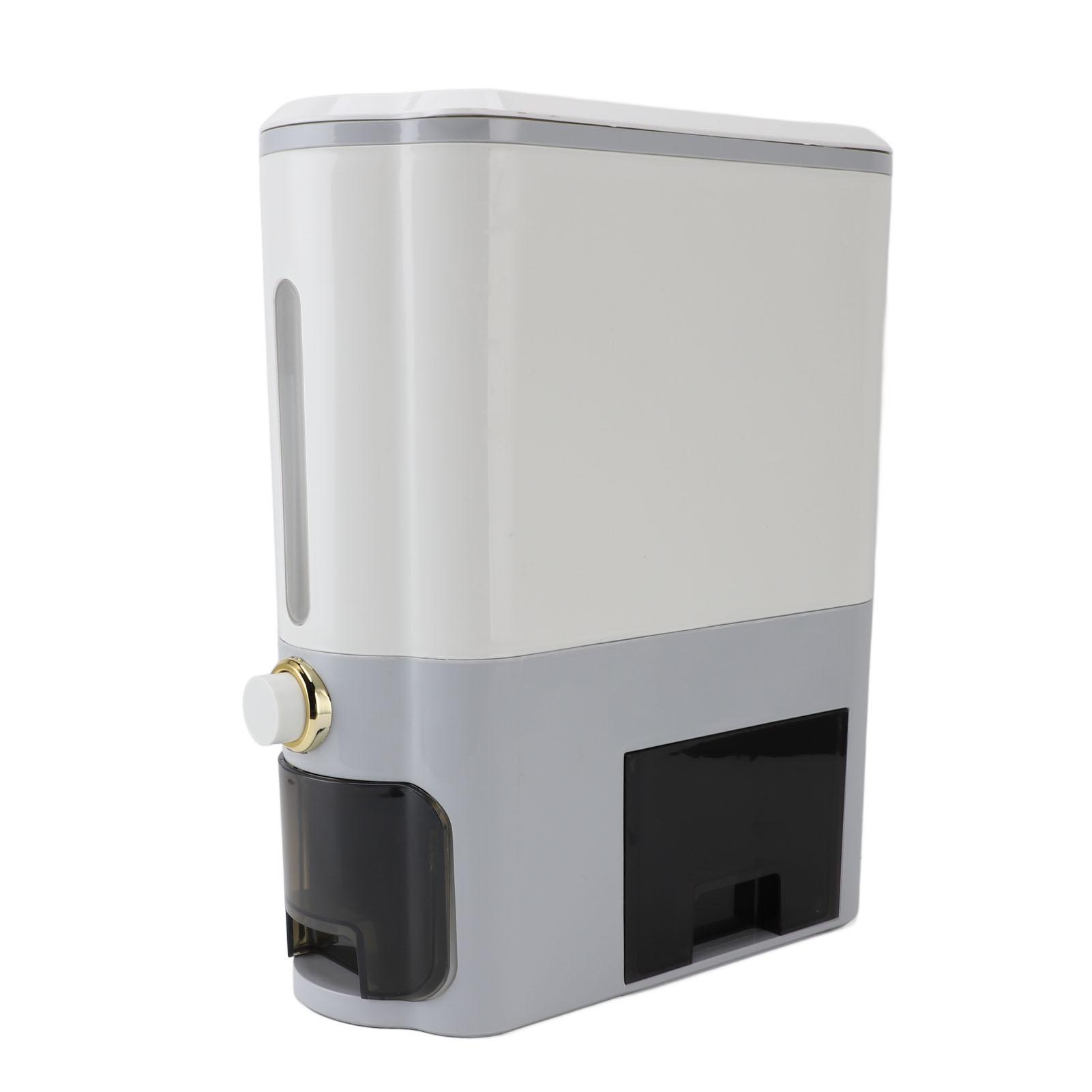 Rice Dispenser 10kg PP Sealed Press Type Slim Grain Bucket Dry Food Storage Container with Measuring Cup for Kitchen