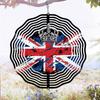 UK Flag and Crown Metal Wind Spinner Outdoor Garden Decor Rotating 3D Art for Yard Patio Holidays Patriotic Celebrations No Electricity Needed