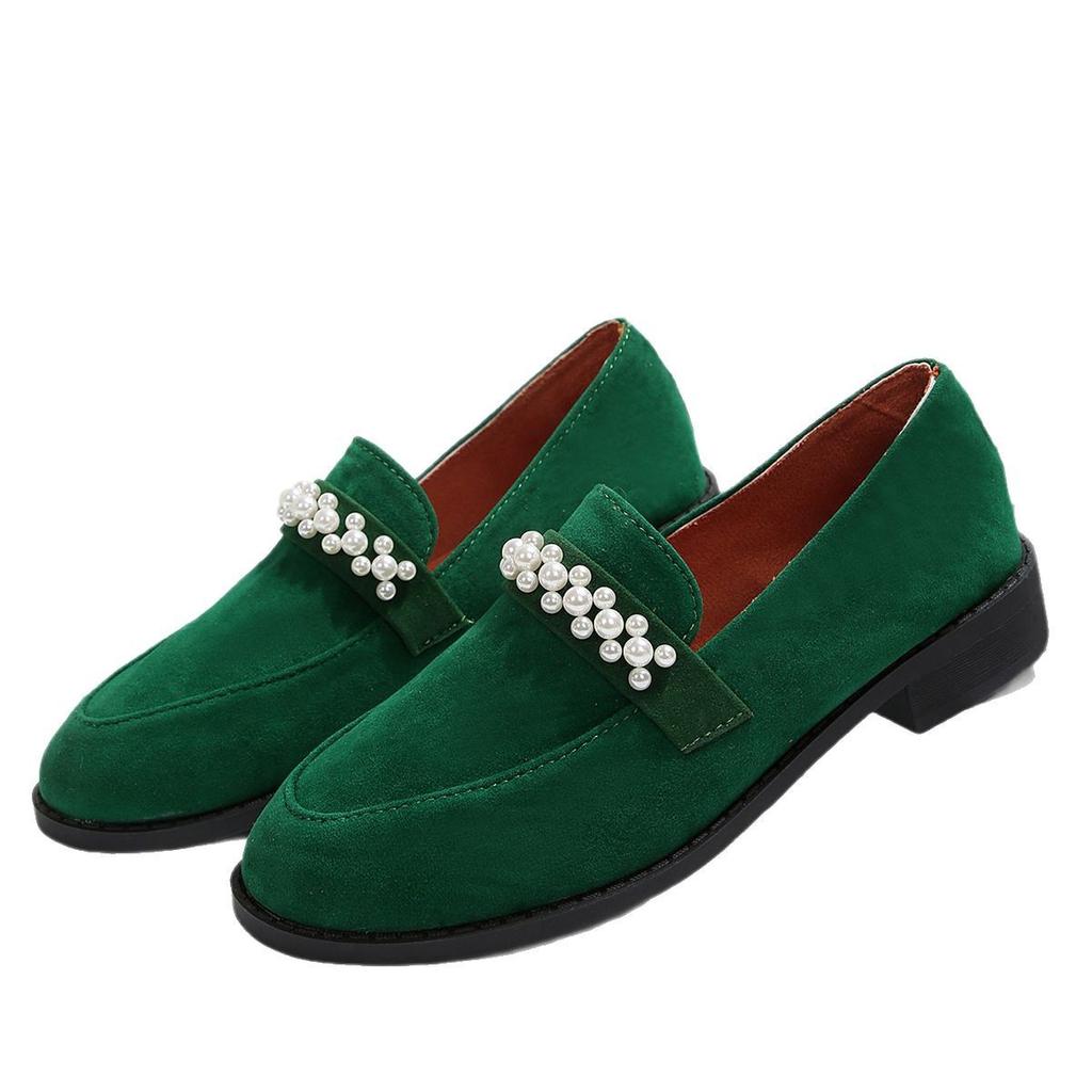 Foreign Trade Large Size Loafers 2025 New Single Shoes Leopard Print British Fashion Single Shoes Temperament Versatile Suede Women's Shoes