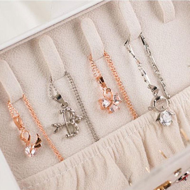 Portable Leather Jewellery Box Organizer – Travel Storage Case For Necklaces, Earrings, Rings, Bracelets