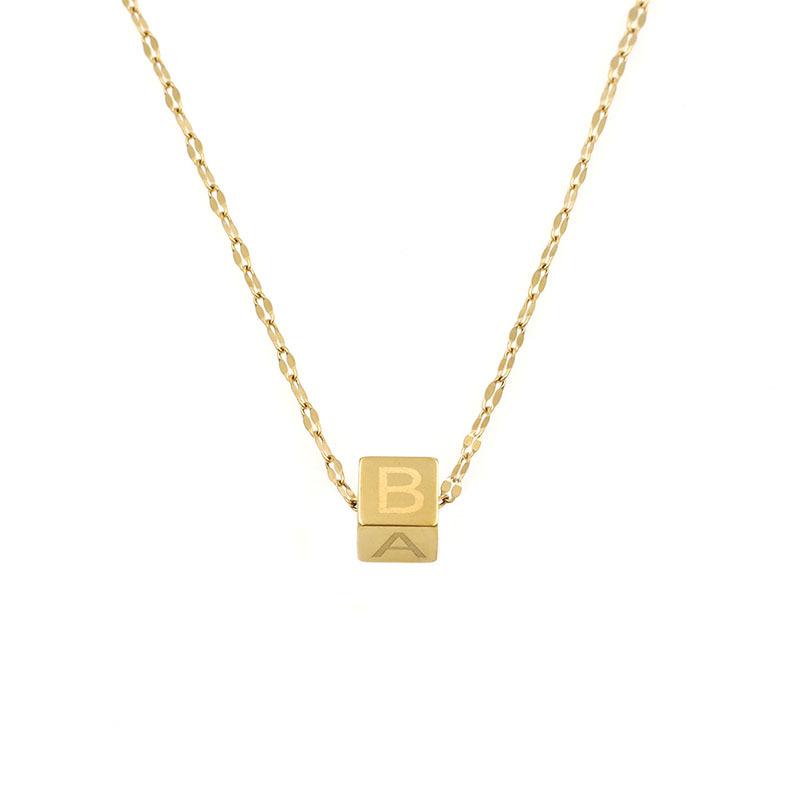Accessories 26 Square Letter Titanium Steel Necklace Women'S Niche Vacuum Plated 18K Rose Gold