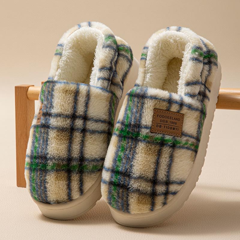Cotton slippers winter 2025 new indoor home thick bottom warm non-slip household wool slippers