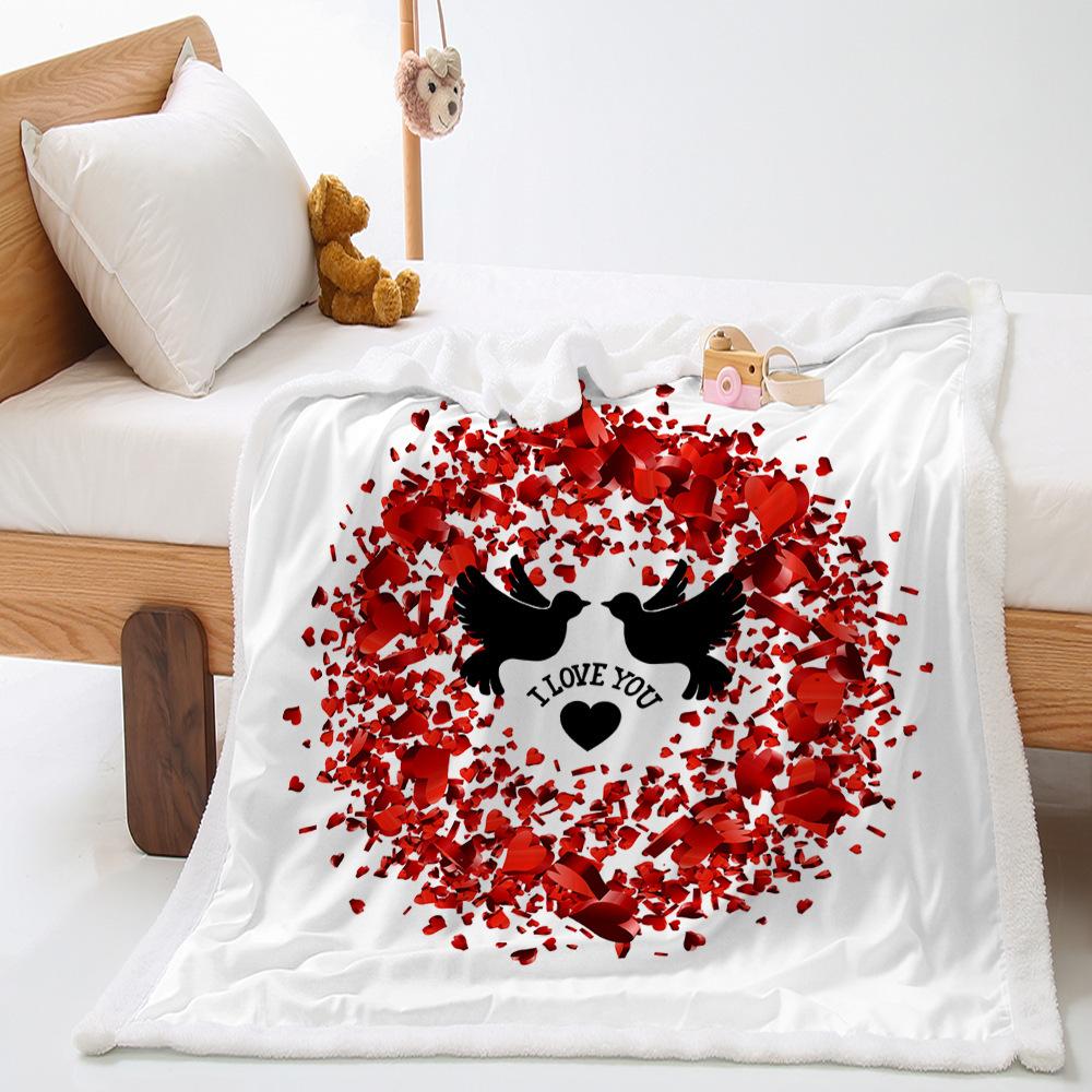 2D digital printing Valentine's Day thickened lamb wool crystal fleece blanket blanket