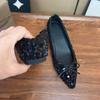 Fashion Inside Heightened Single Shoes Women's Fashion Pointed Toe Shallow Mouth Sequin Bow Soft Sole Non-Slip Wear-Resistant Flats