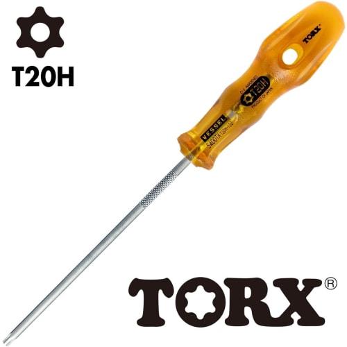 VESSEL Power Grip Torx Screwdriver Tamper-proof TORX T20H x 120mm B-5400TX