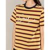 INMAN Women's Embroidered Striped Round Neck T-Shirt