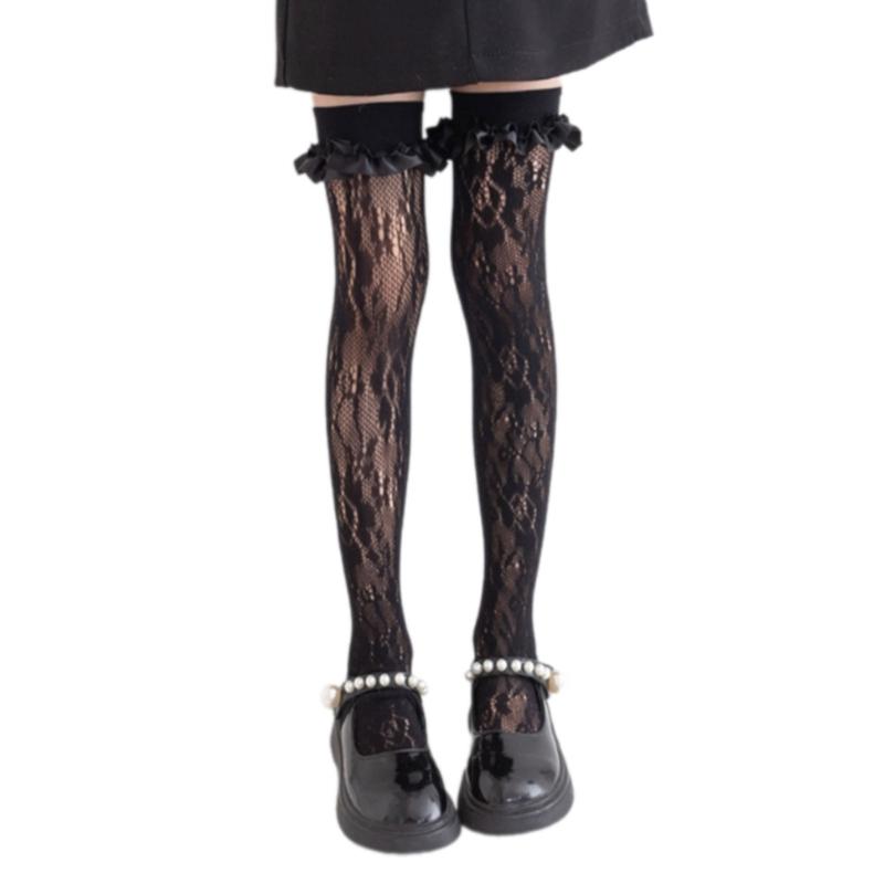 Classical Solid Color Over Knee Length Socks for Kids Soft Nylon Long Tube Socks for Party Outfits and School Event