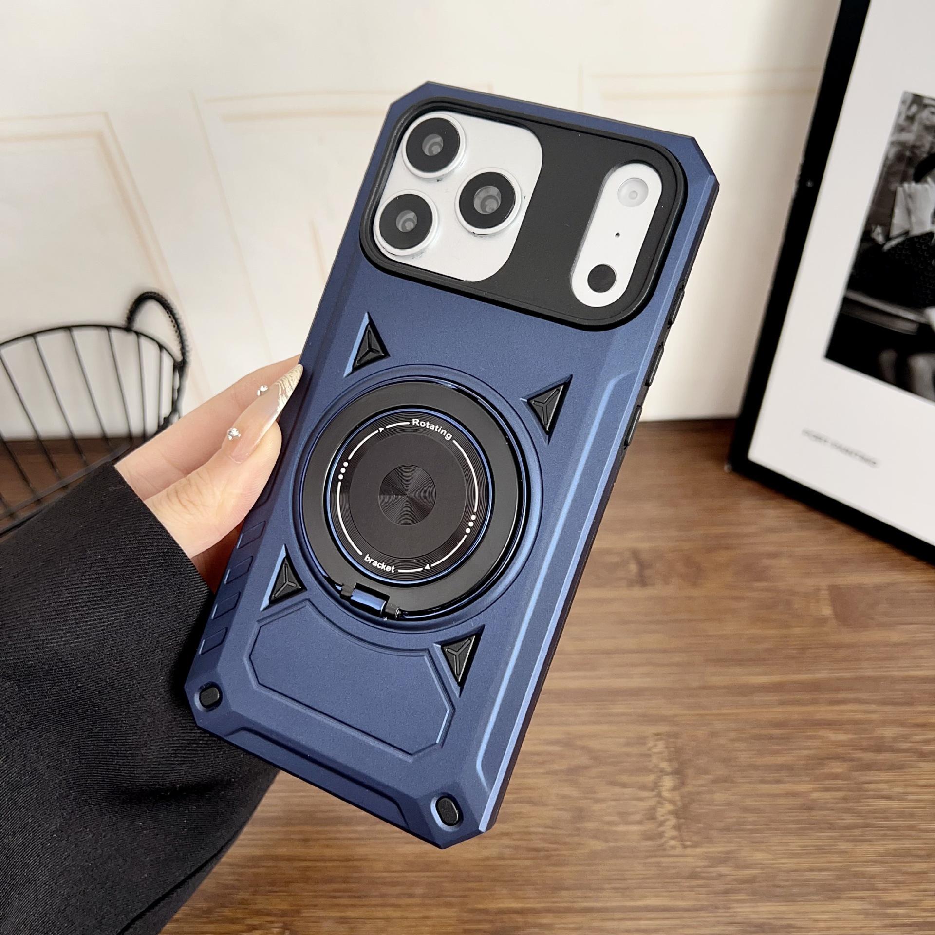 

iPhone 17 Pro Max Case - Mecha Skin, Rotating Ring Holder, Magnetic Suction, Compatible with iPhone 16 and 15 Cross-Border Models 17 PRO MAX глубокий/синий