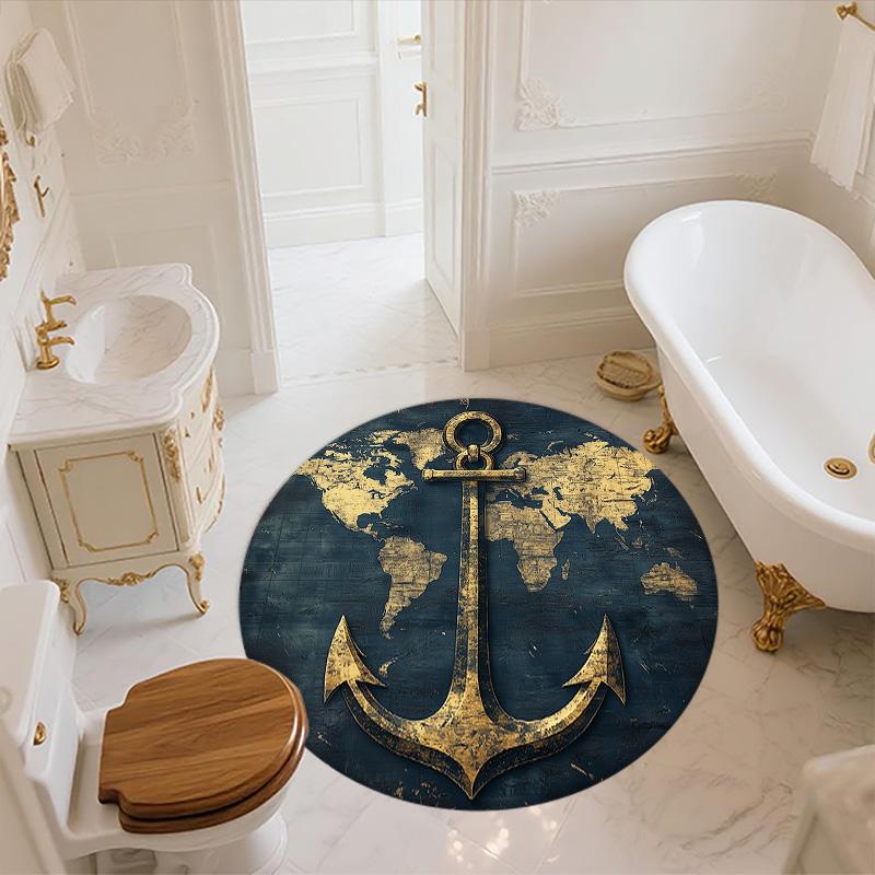 Map Anchor,Round Area Rug,Carpet Rug for Living Room Bedroom Sofa Playroom Decor,Non-slip Floor Mat