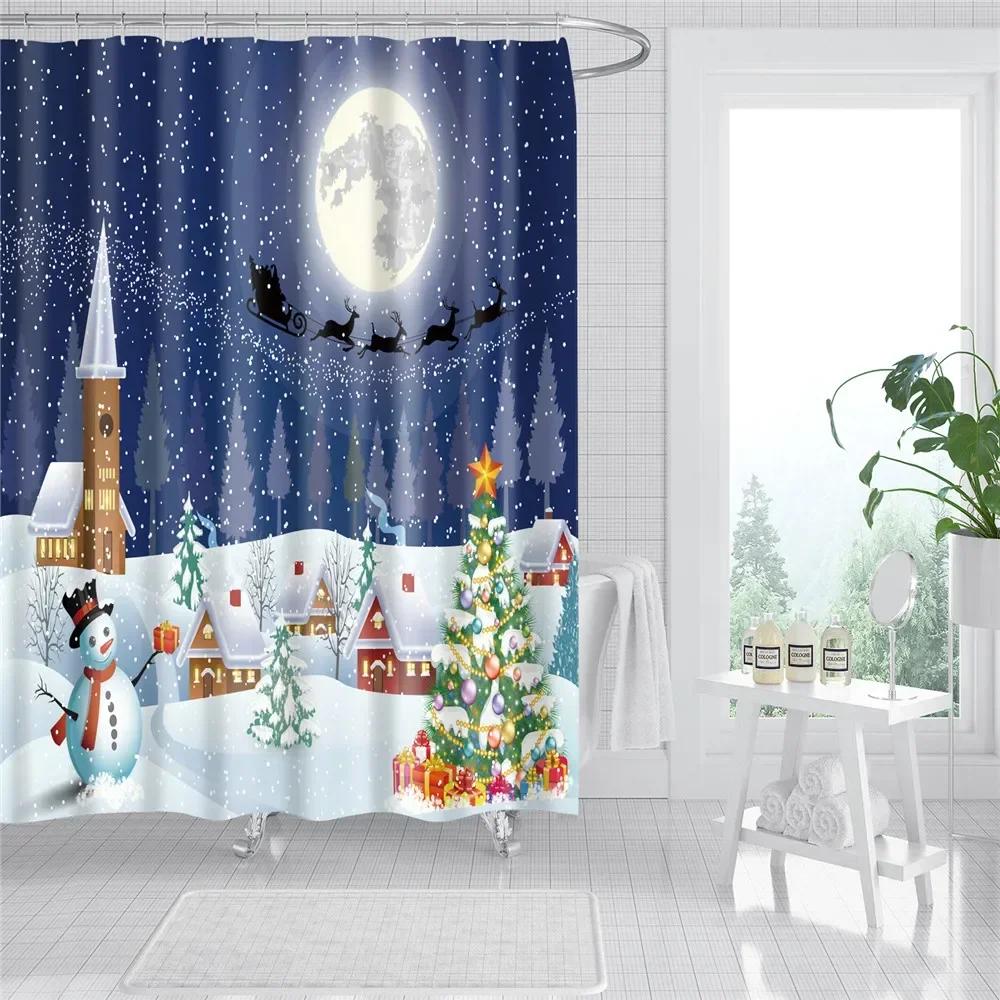 

Вселенная Звездное Небо Занавеска для Душа Декор для Ванной Комнаты Занавески для Ванной Водонепроницаемый Полиэстер Рождественская Снежинка Занавески для Ванной 180×200cm