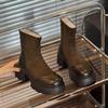 2025 Autumn/Winter Retro Women's Martin Boots with British Style, Chunky Heel Ankle Boots, Back Zipper, Height-Enhancing for Petite and Men