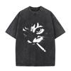 Retro Rauchender Katze Grafik T-Shirt Unisex Oversized Gewaschene Baumwolle Streetwear Top
