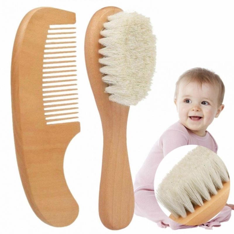 Newborn Baby Wool Wood Brush Portable Baby Comb Bath Brush Comb Special For Real Hair Wigs