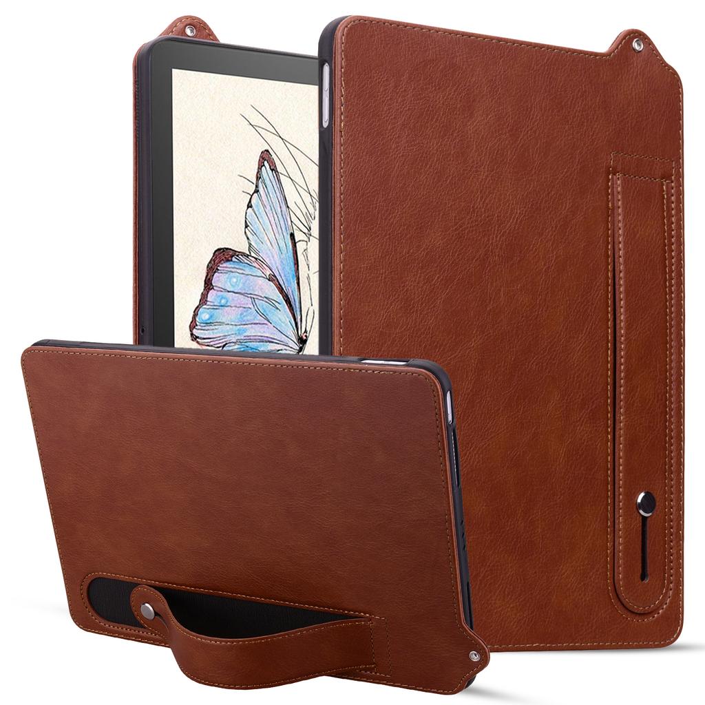 Para Amazon Kindle 6" (2022) Funda con correa de mano y soporte de cuero para tableta