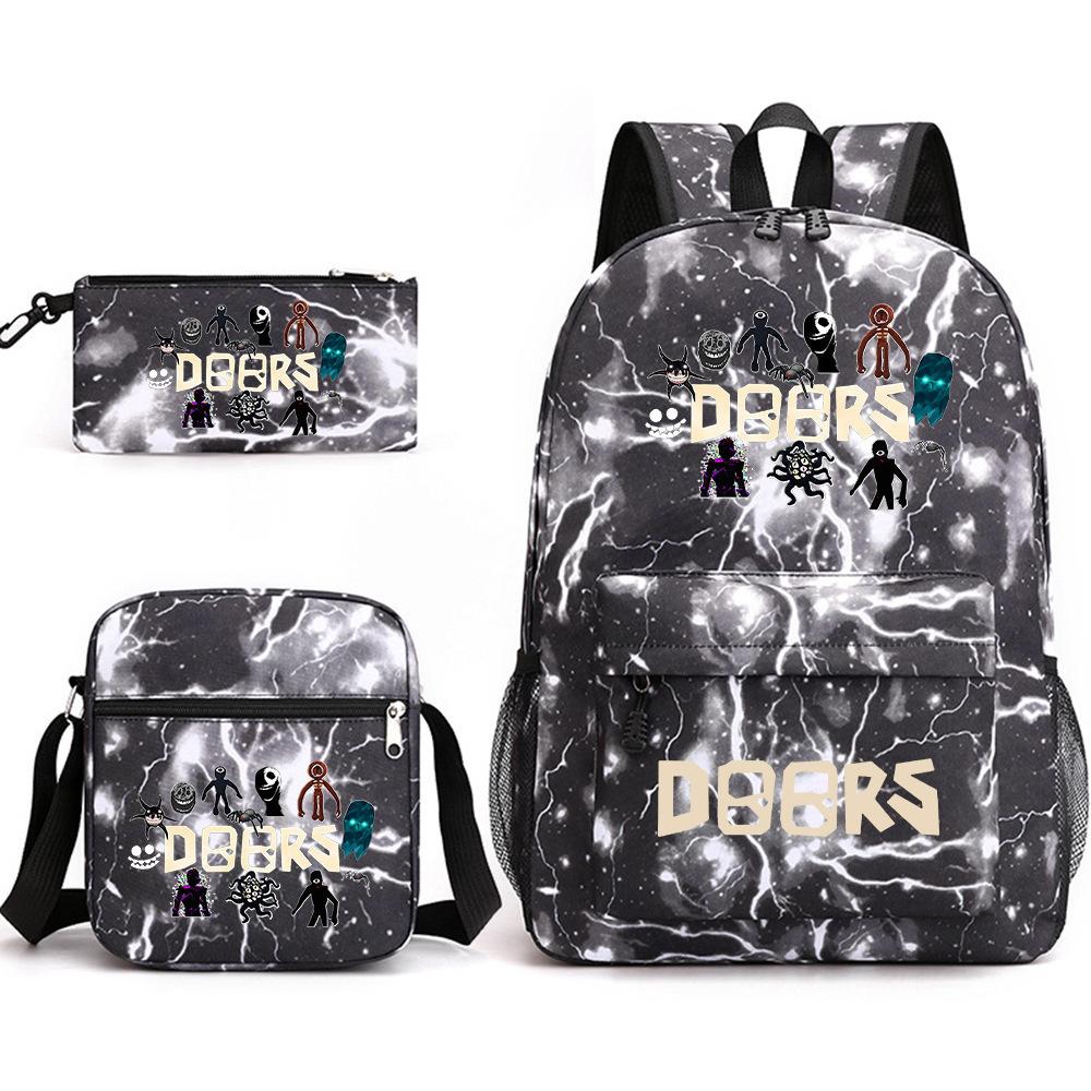 X Three-piece Schoolbag Printed Breathable Practical Backpack Large Capacity Oxford Bag