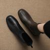 Fashion Women's New Leather Round Toe Autumn and Winter Mid Heel and Calf Back Zipper Retro Comfortable Elastic Short Boots
